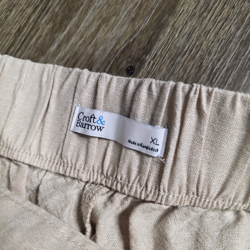Croft & Barrow XL Cropped Pants Womens Beige Excellent Linen Blend Wide Leg - Picture 5 of 8